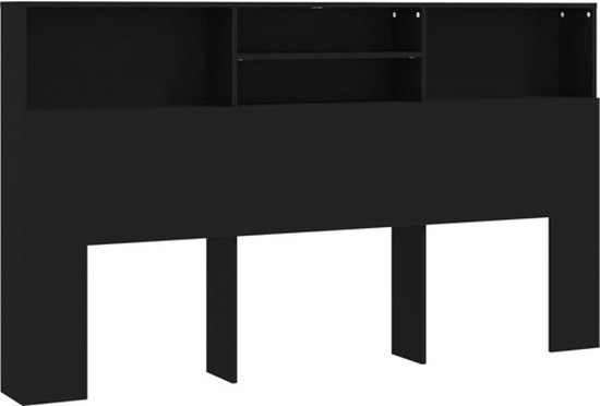 vidaXL Armoire de tête de lit Noir 180 x 19 x 103,5 cm