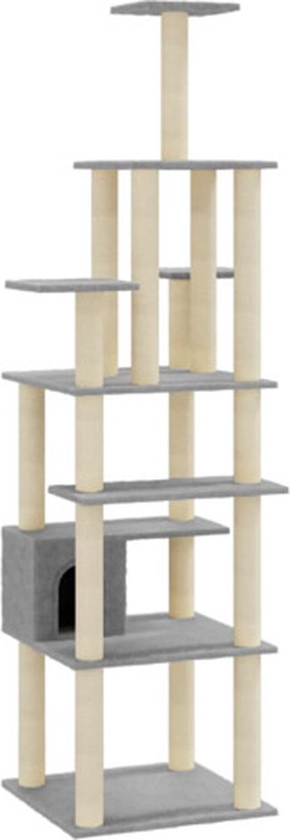 vidaXL Kattenkrabpaal met sisal krabpalen 183 cm lichtgrijs