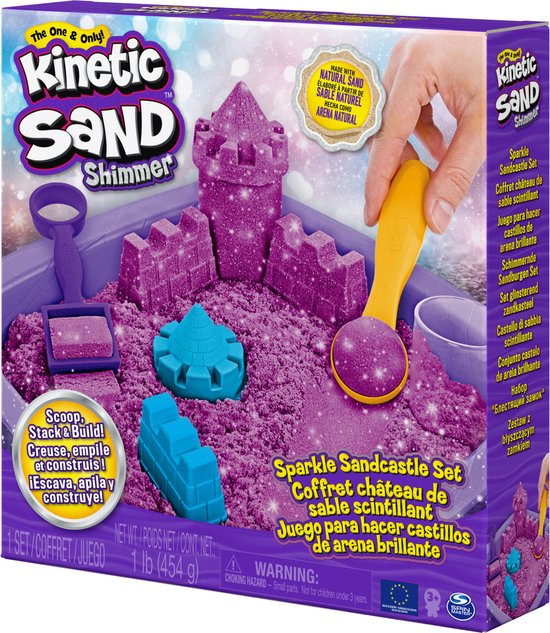 Kinetic Sand Shimmer - Speelzand - Zandkasteelset - Paars - 454g - Sensorisch Speelgoed