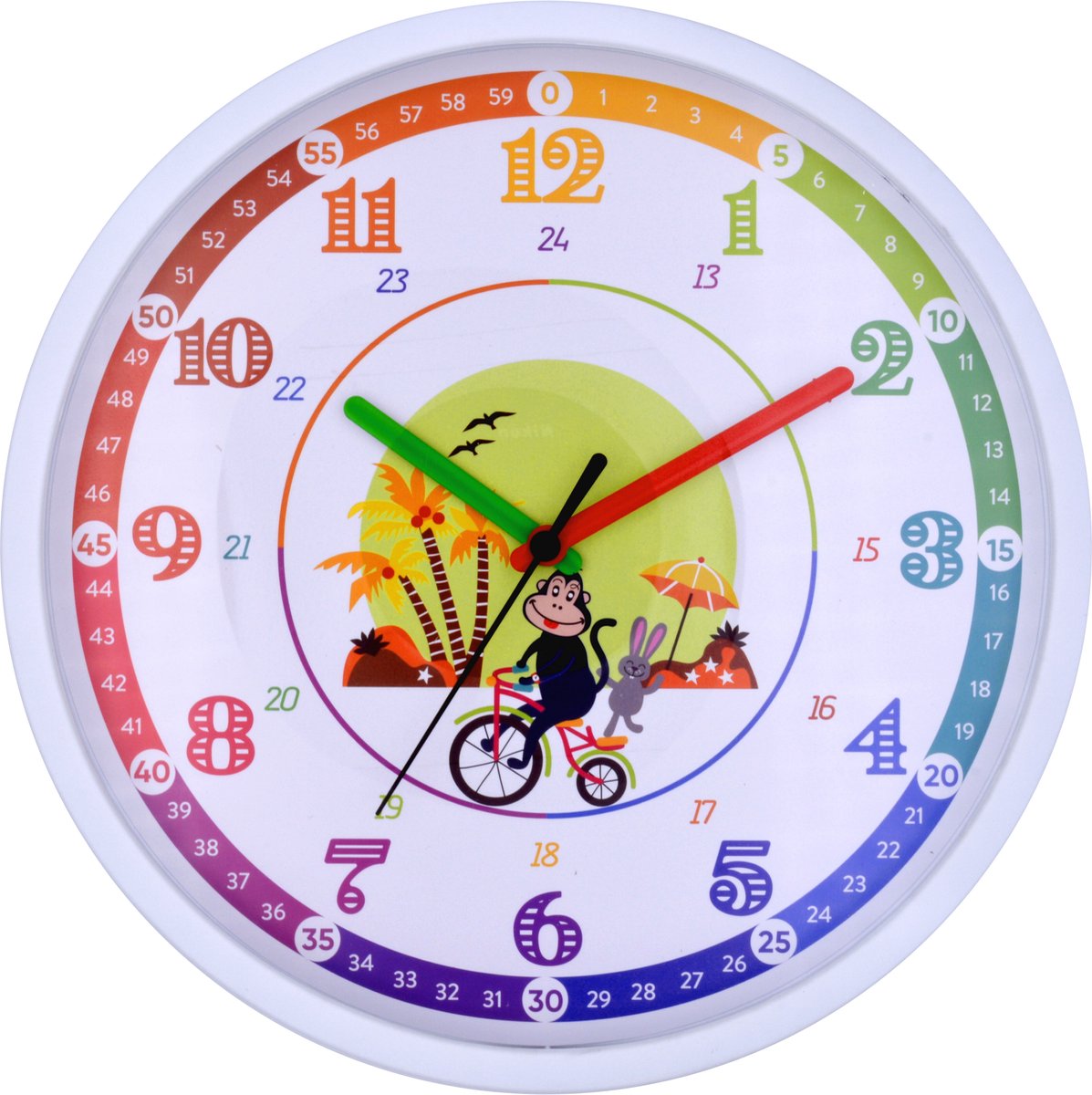 Relaxdays Horloge murale, apprendre à lire l'heure, diamètre 30 cm, pour  chambre d'enfant, fille