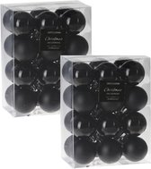 48x petites boules de Noël en plastique noir 3 cm - brillant/mat/paillettes - Décorations de Noël