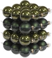 72x Donker olijf groene glazen kerstballen 6 cm - mat/glans - Kerstboomversiering donker olijf mat en glanzend