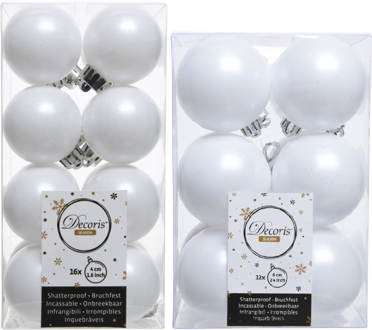 Kerstversiering kunststof kerstballen winter wit 4-6 cm pakket van 40x stuks - Kerstboomversiering