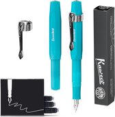 Kaweco  (3delig) - Vulpen FROSTED SPORT BLUE BERRY Fountain Pen - Extra Fine - Nostalgic Octagonal Clip Chrome - Doosje Vullingen