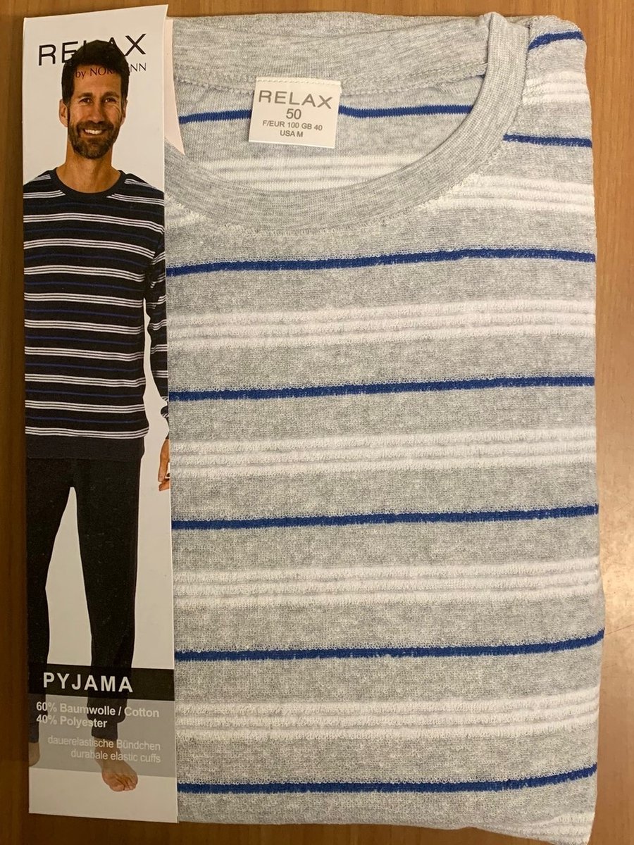 Normann badstof heren pyjama Relax 67243 - Grijs - 3XL/58