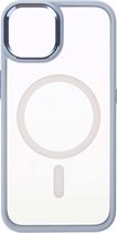 Shop4 - Geschikt voor iPhone 14 Hoesje - Luxe Bumper Back Case met Magneetfunctie Metaal Licht Blauw