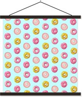 Posterhanger incl. Poster - Schoolplaat - Kleuren - Patroon - Donut - 60x60 cm - Zwarte latten