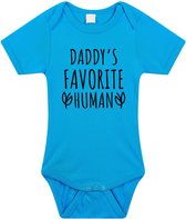 Daddys favourite human tekst baby rompertje blauw jongens - Kraamcadeau - Vaderdag - Babykleding 92