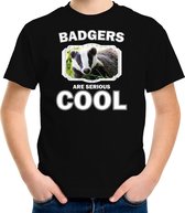 Dieren dassen t-shirt zwart kinderen - badgers are serious cool shirt  jongens/ meisjes - cadeau shirt das/ dassen liefhebber - kinderkleding / kleding 158/164