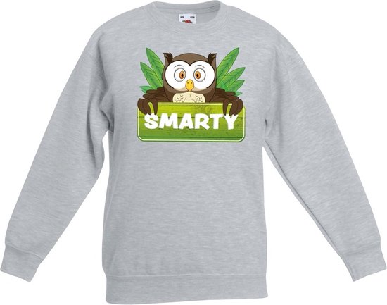 Smarty de uil sweater grijs voor kinderen - unisex - uilen trui - kinderkleding / kleding 134/146