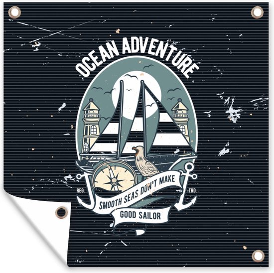 Tissu de jardin Bateau - Voile - Vintage - Dessin - 100x100 cm