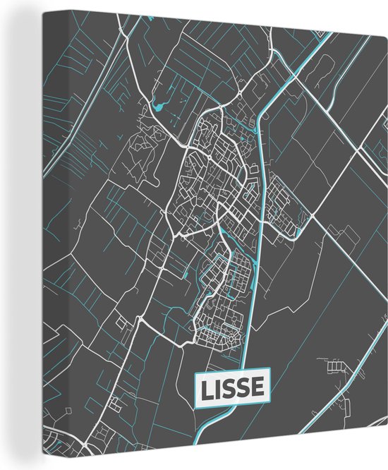 Canvas Schilderij Lisse - Stadskaart - Plattegrond - Kaart - Wanddecoratie