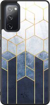 Coque Samsung S20 FE en verre - Art de fondu géométrique - Blauw - Coque en TPU - Geen d'impression - Coque arrière rigide noire