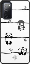 Hoesje geschikt voor Samsung Galaxy S20 FE - Panda - Hard Case Zwart - Print - Zwart, Wit - Mooie Telefoonhoesjes
