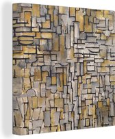 Canvas - Schilderij Kunst - Tableau no.1 - Mondriaan - Oude meesters - 90x90 cm - Muurdecoratie - Slaapkamer