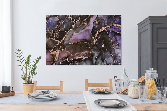 Toile Peinture Marbre - Goud - Rose - 140x90 cm - Décoration murale