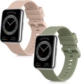 kwmobile 2x armband geschikt voor Huawei Watch Fit 2 - Bandjes voor fitnesstracker in oudroze / pastelgroen