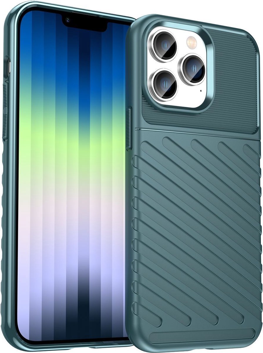 Mobigear Hoesje geschikt voor Apple iPhone 14 Plus Telefoonhoesje Flexibel TPU | Mobigear Groove Backcover | iPhone 14 Plus Case | Back Cover - Groen