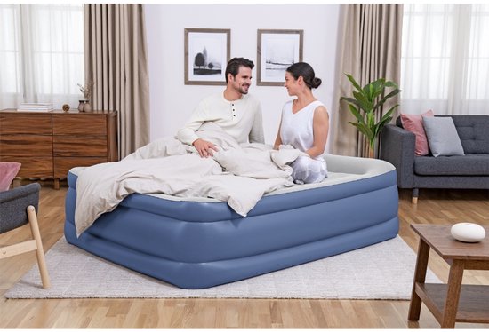 Bestway - Luchtbed - 2-Persoons - 152×203×56 cm - Grijs/Blauw - Met Ingebouwde Elektrische Pomp - Incl. 3-in-1 Opbergtas - 2-persoons Luchtbed - Luchtbed Met Pomp - Luchtbed Voor Binnen Gebruik - Luchtbed Met Kussen - Luchtbed Voor Logeerpartijen van Merkloos — afbeelding 3