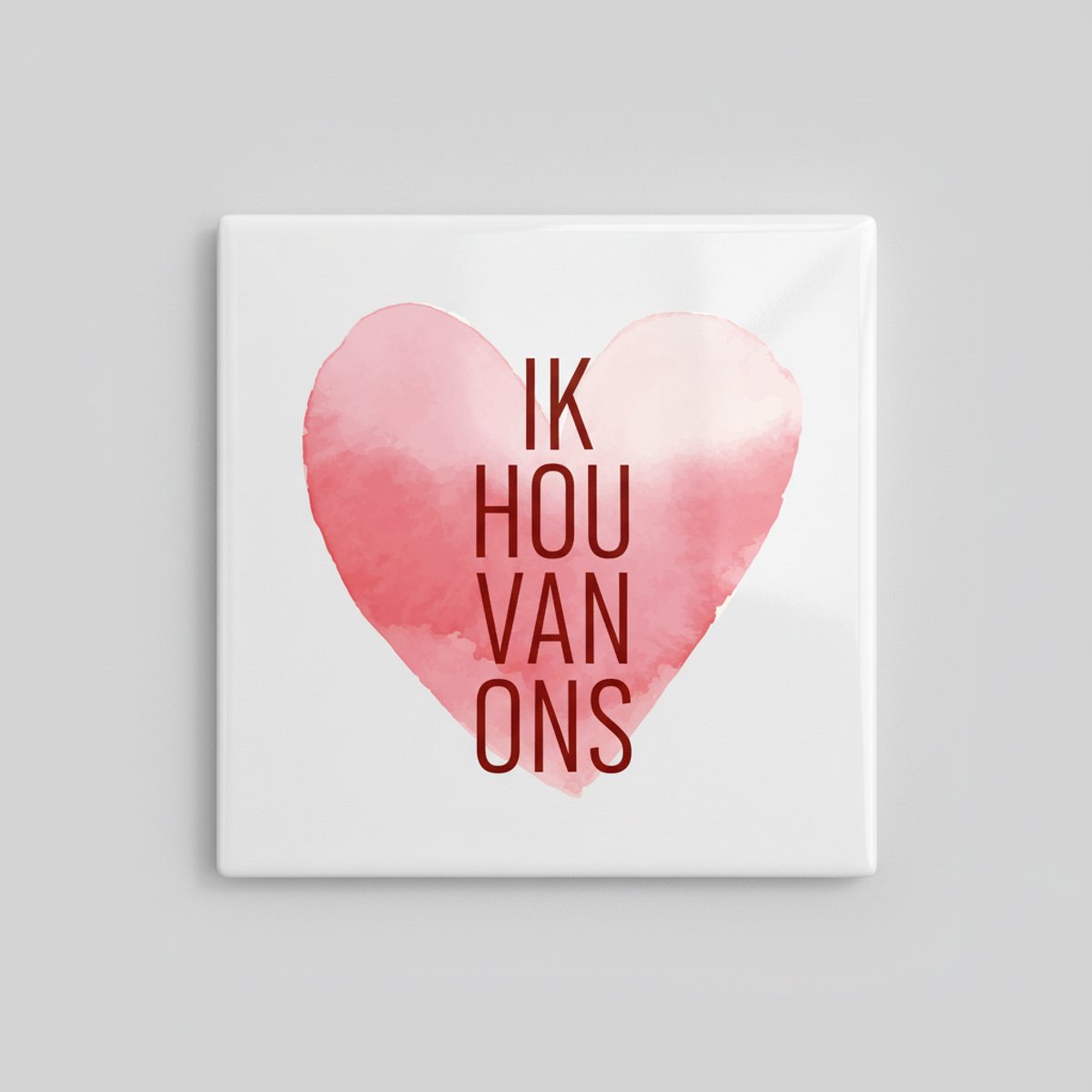 Romantische Liefdesquote Keramische Tegel “Ik hou van ons” – Zacht Waterverf Hartdesign, M
