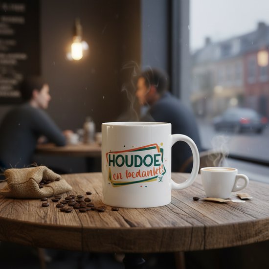 Mug 330 ml avec Texte Amusant – Houdoe et Merci! – Cadeau Perfect pour Amis et Famille