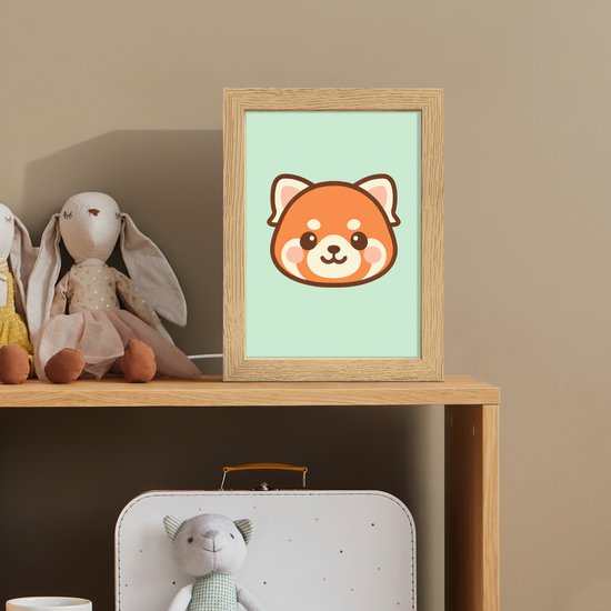 Nachtlampje 15x20 cm - Kinder lamp - Rode panda - Groen - Cartoon - Tafellamp kinderkamer - Slaapkamer lamp - Bedlamp kinderen - Kinderlampje stopcontact - Wandlamp babykamer - Nachtlampjes van Merkloos — afbeelding 3