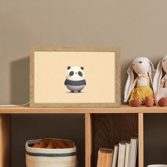Nachtlampje 30x20 cm - Kinder lamp - Panda - Beige - Minimalistisch - Tafellamp kinderkamer - Slaapkamer lamp - Bedlamp kinderen - Kinderlampje stopcontact - Wandlamp babykamer - Nachtlampjes van Apventure — afbeelding 3