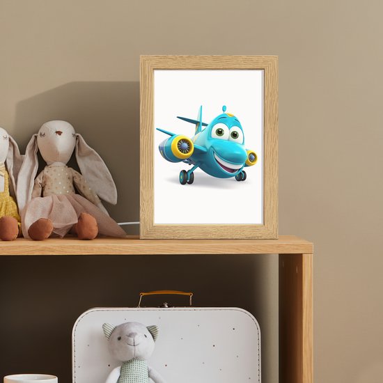 Nachtlampje 15x20 cm - Kinder lampje - Vliegtuig - Blauw - Kinderen - Jongens - Tafellamp kinderkamer - Slaapkamer lamp - Bedlamp kinderen - Kinderlampje stopcontact - Wandlamp babykamer - Nachtlampjes van Merkloos — afbeelding 3
