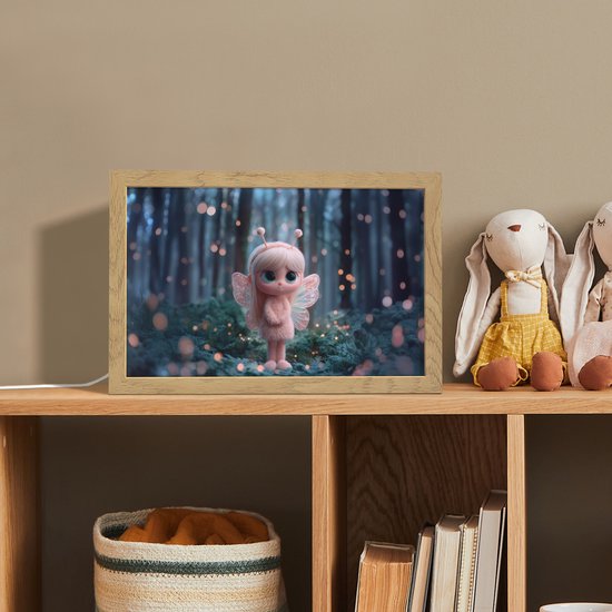 Nachtlampje 30x20 cm - Kinder lamp - Elfje - Cartoon - Bos - Lichtjes - Tafellamp kinderkamer - Slaapkamer lamp - Bedlamp kinderen - Kinderlampje stopcontact - Wandlamp babykamer - Nachtlampjes van MiniBossy — afbeelding 3