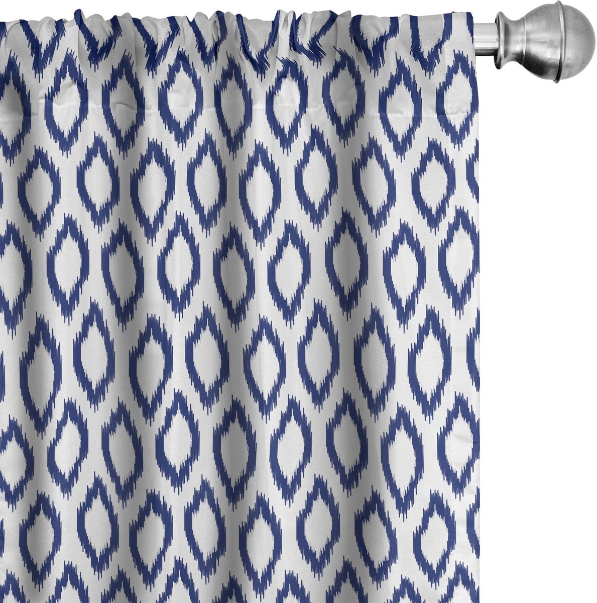 ABAKUHAUS Ikat gordijnen – 2x75x245 cm – microvezel – marineblauw