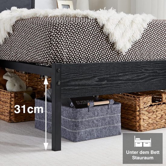 Lutown-Teen Metalen Bedframe 120x200 cm met Ronde Hoekpoten, Hoogte 46cm, Metal Bed Frame 120x200 met Lattenbodem Van Metaal, Veel Opbergruimte onder het bed, Eenvoudige Montage, Wit