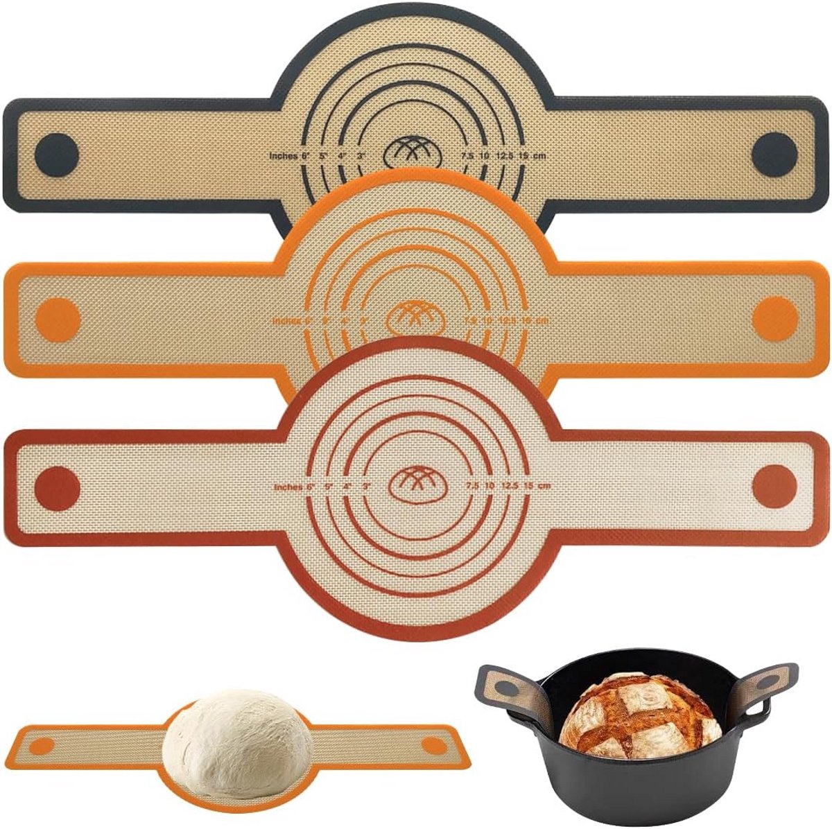 Set van 3 Siliconen Bakmatten voor Dutch Oven en Oven - Herbruikbaar