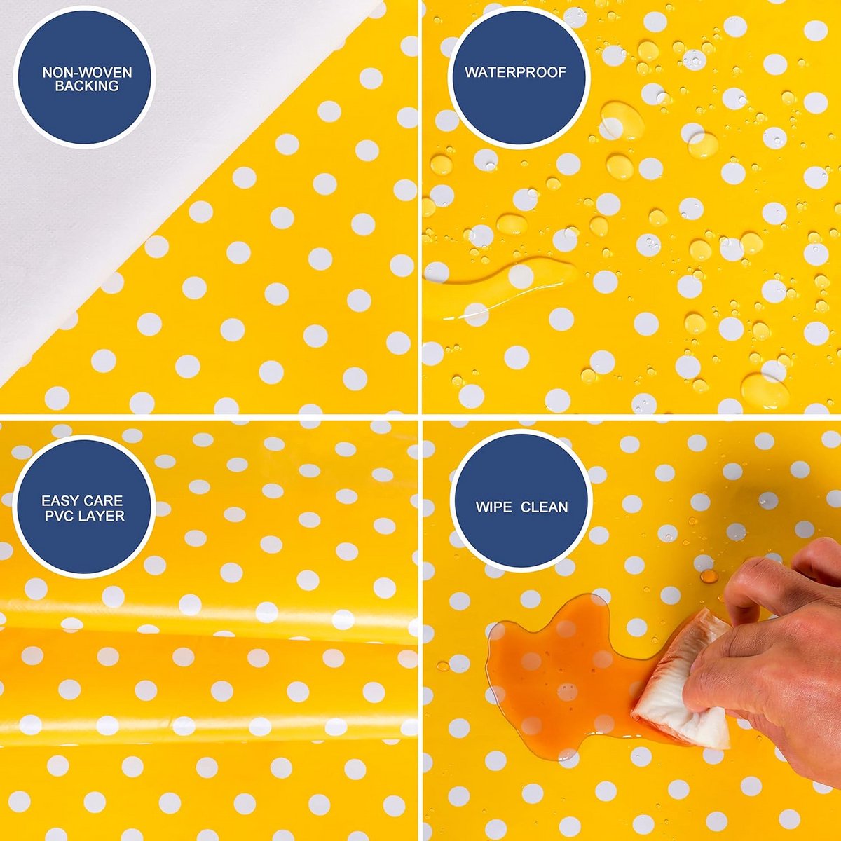 Rond Afwasbaar Tafelkleed PVC Blauw Grijs met Kleine Stippen 160 cm
