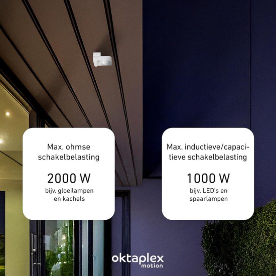 SEBSON® 2x Bewegingsmelder Opbouw Buiten IP54, Wand of Hoekmontage, LED geschikt, Detectiebereik 10m/240°, regelbare Infrarood Sensor, 125x68x69mm