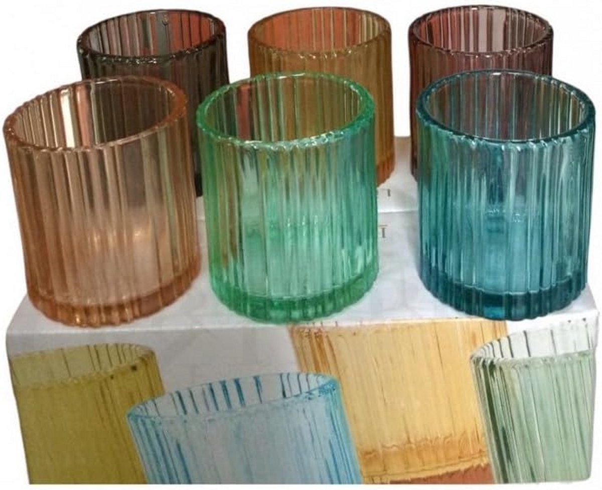 Set van 6 kleurrijke shotglaasjes van glas, 70 ml