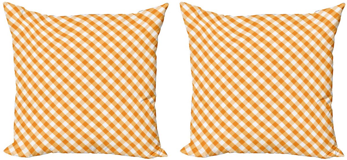 ABAKUHAUS Kussenhoes – Oranje/Wit 50x50 cm – Dubbelzijdig digitaaldruk – Rits