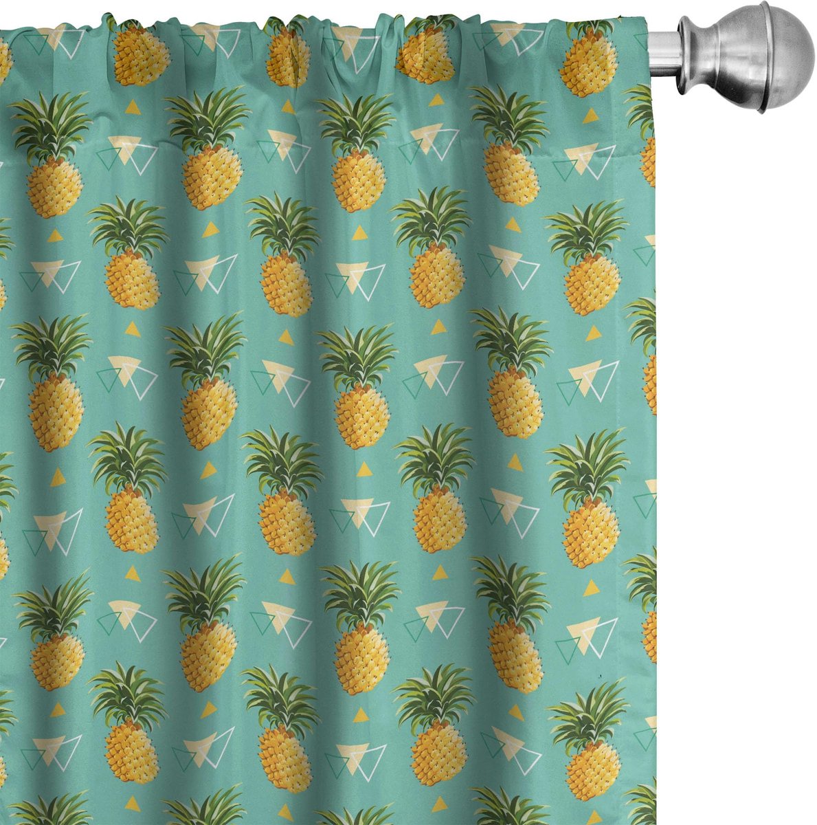 ABAKUHAUS Ananas – Voorhangen – 2×75×175 cm – Mikrofaser – Halfverduisterend – Oranje/Seafoam/Groen