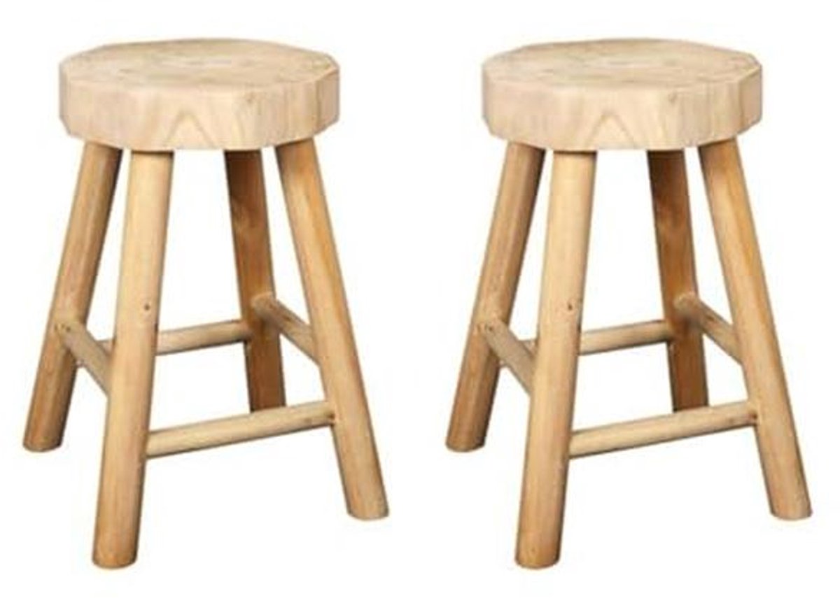 Set van 2 Houten Krukken - Natuurlijke Kleur, 26x40x26 cm, Zithoogte 40 cm, Bruin