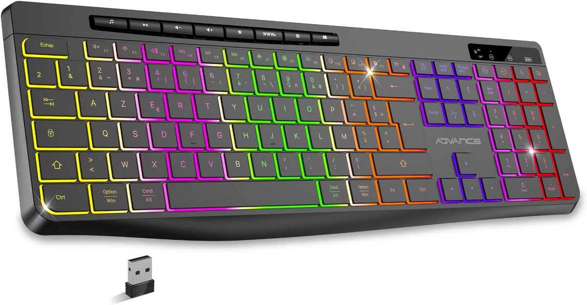 Draadloos Toetsenbord met Achtergrondverlichting en Ergonomische Toetsen - Stil en Oplaadbaar met Franse AZERTY-Indeling