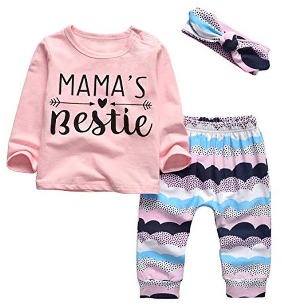 3 Stuks Baby Meisje Outfits Set met Bloemen T-Shirt en Broek
