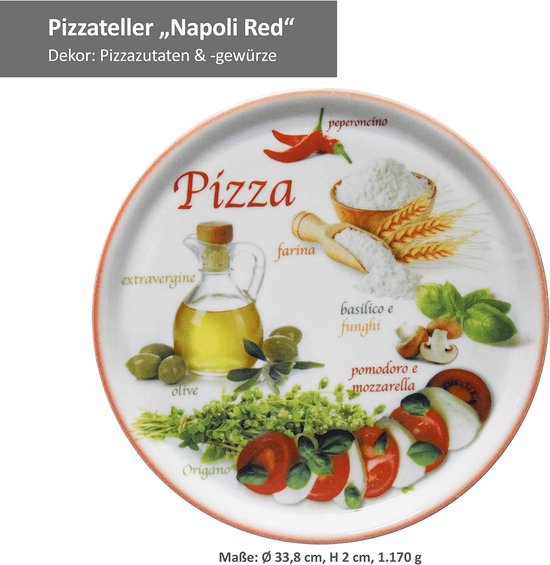 Set van 6 pizzaplaatjes Ø 33,8 cm - groot - 6 personen - pizza borden met 2 decoraties — afbeelding 2