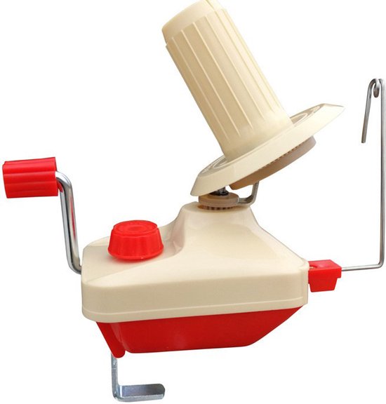 Enrouleuse de fil - 15*20 cm - Rouge et Beige - Enrouleuse de bille de fil à tricoter - Plastique - Machine à enrouler la laine - Machine à tisser la corde manuelle - Maison - Portable - Machine à tricoter - Avec pince de table