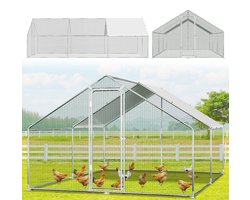 Kippenren 3×6×2 m - Verzinkt Staal - Buitenhok voor Kippen - Dierenren met Slot - Voor Konijnen - Vogels - Kleine Huisdieren