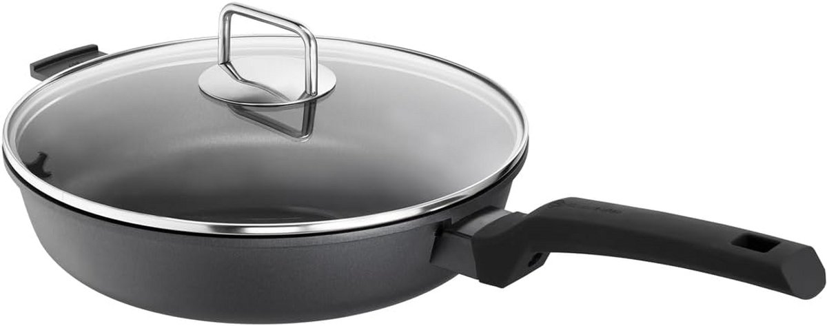 Gietaluminium Steelpan met Deksel, 28 cm - Geschikt voor Alle Warmtebronnen, Inclusief Inductie