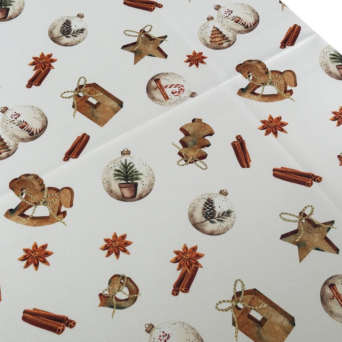 Rond Tafelkleed Jacquard Rood Kerstster - Vlekbestendig & Afwasbaar