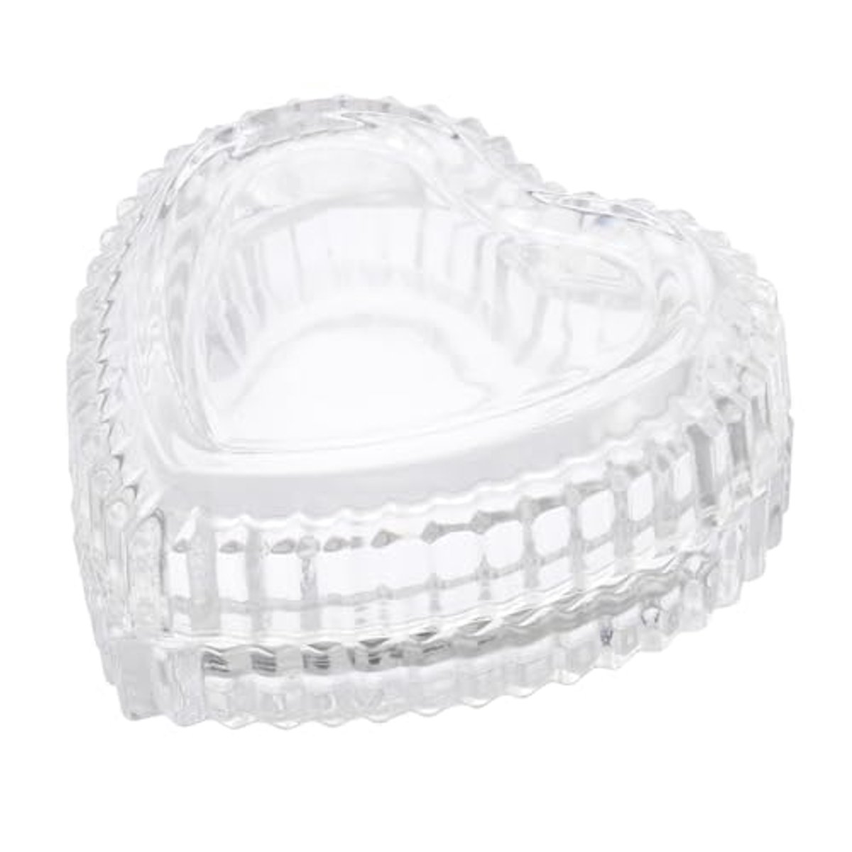 Glazen hartvormige opbergdoos, 1 set snuisterijlade met deksel snoep schotel organisator decoratie reliëf lade voor verjaardag vrienden dagelijks gezin, helder