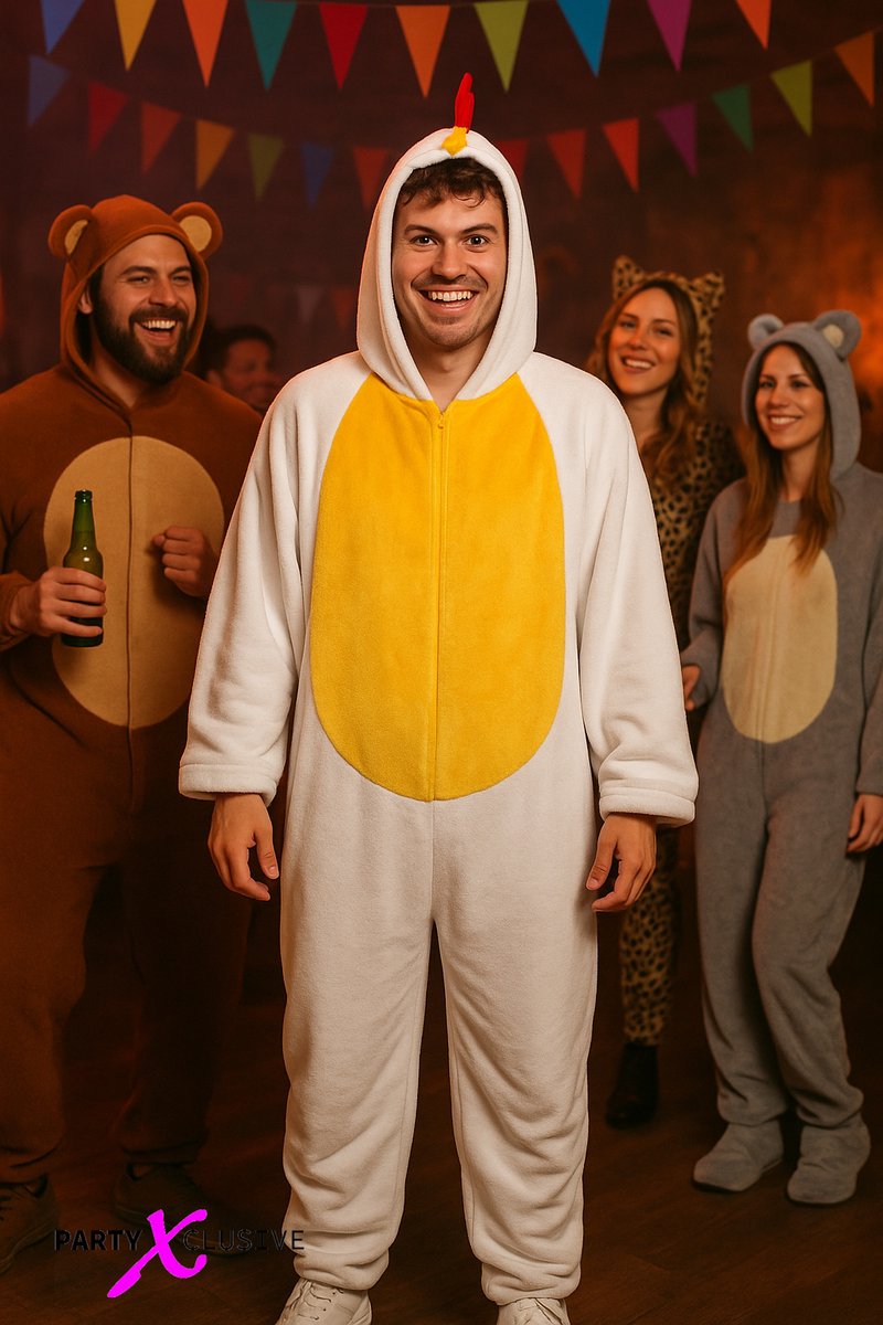 Partyxclusive Kippen Onesie Dieren Onesie Dieren Kostuum Carnavalskleding Carnaval kostuum verkleedkleding Volwassenen - Onesie - Wit - Unisex - Polyester - Onesize — afbeelding 5