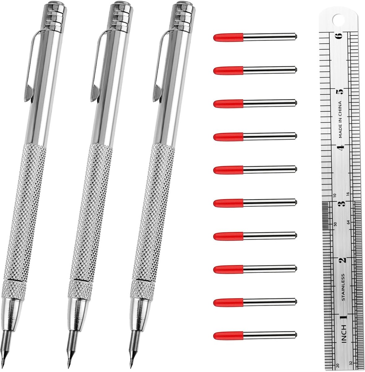 IMPERATORIS® Stalen liniaal Aftekengereedschapset - Liniaal Recht met Maatverdeling - Lengte Stalen liniaal van 15 cm - Meetlatten - Ideaal voor School Jongens en Meisjes en voor op Kantoor Supplies - 14 Stuk - Zilver
