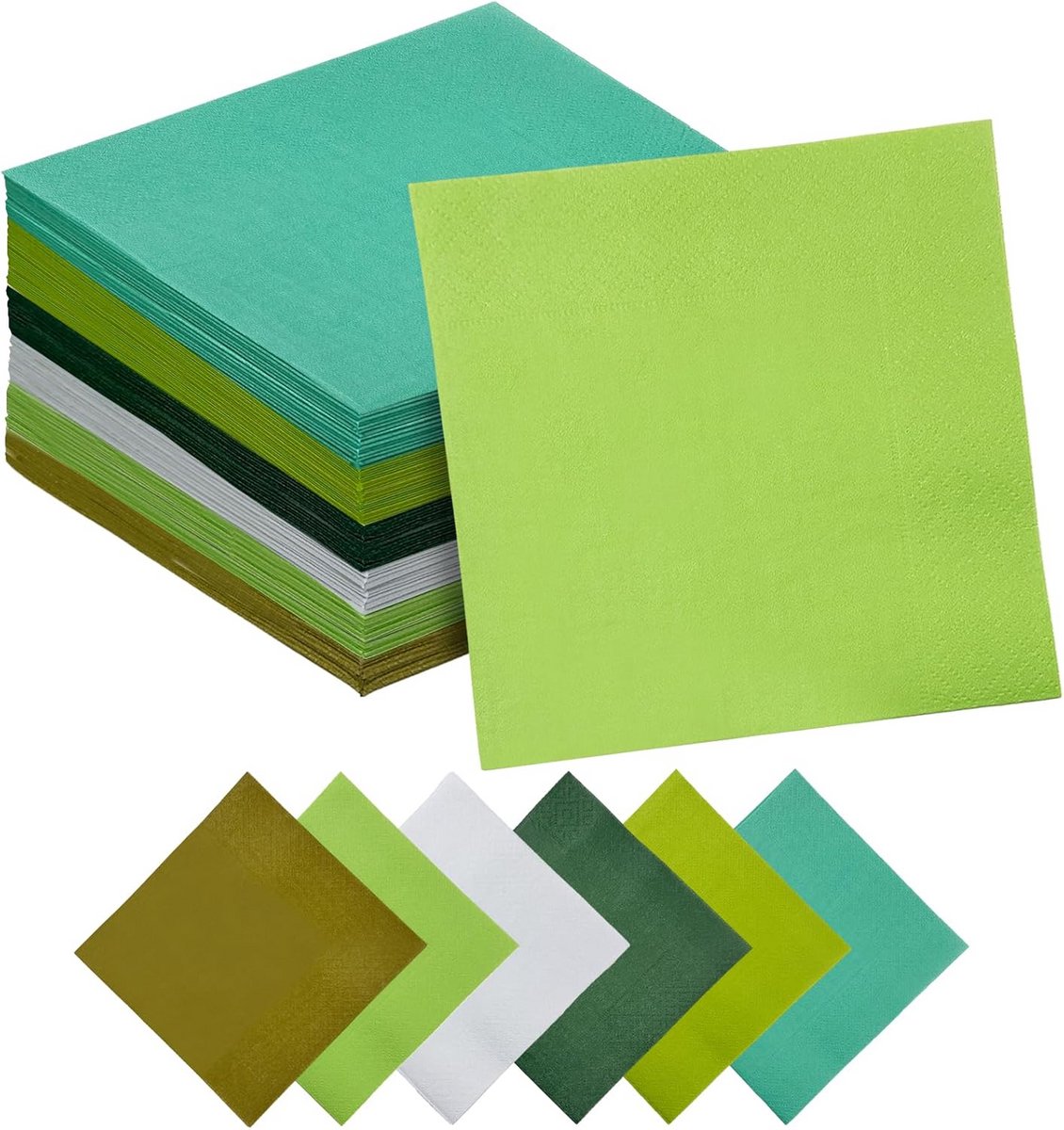 Groene Cocktail Servetten 6 Kleuren 5x5 Inch 120 stuks - Wegwerpbaar Papier