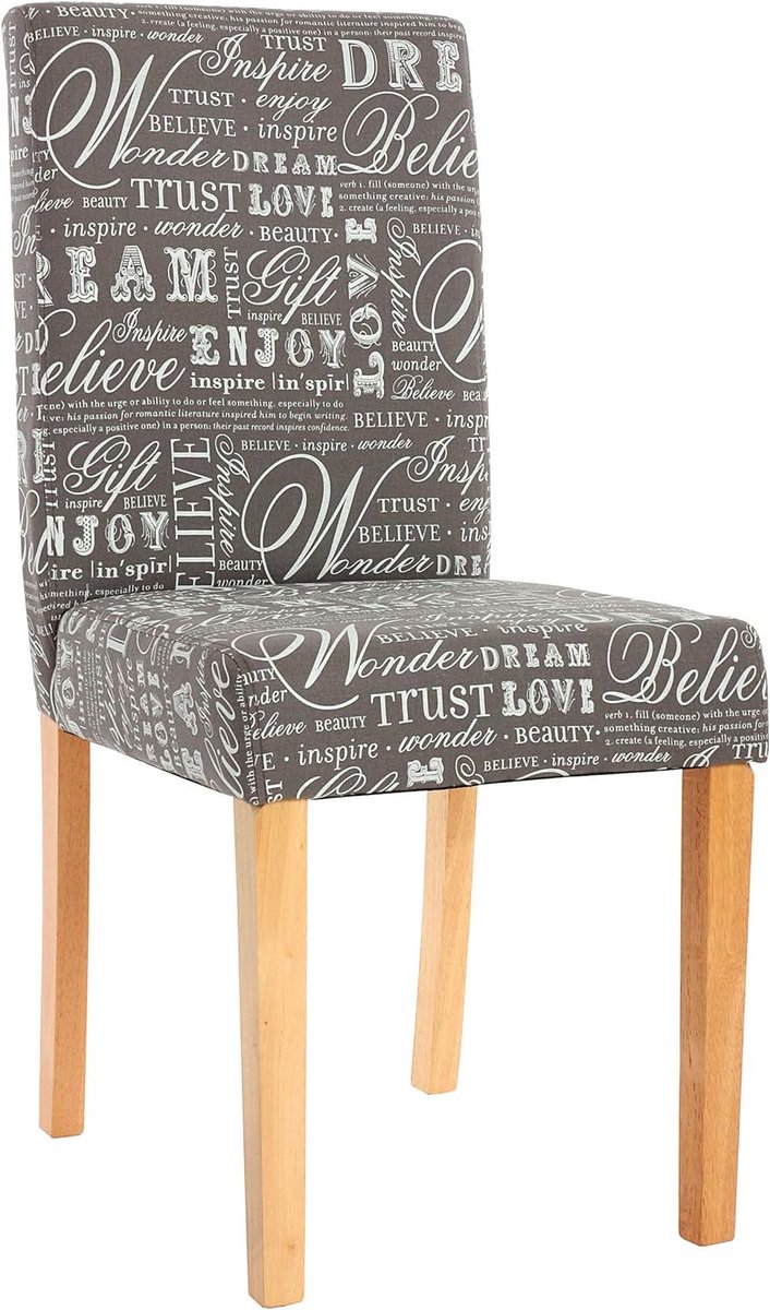 Set van 6 Eetkamerstoelen met Textiel Bekleding en Houten Poten - Grijs